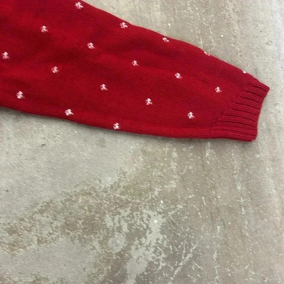 Vintage christmas red snowflake orvis wool cardigan sweater - Picture 4 of 6